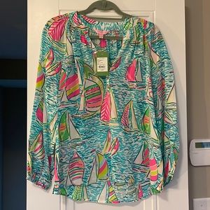Lilly Pulitzer Elsa Top, NWT, Elsa, Size S, Color You Gotta Regatta Multi